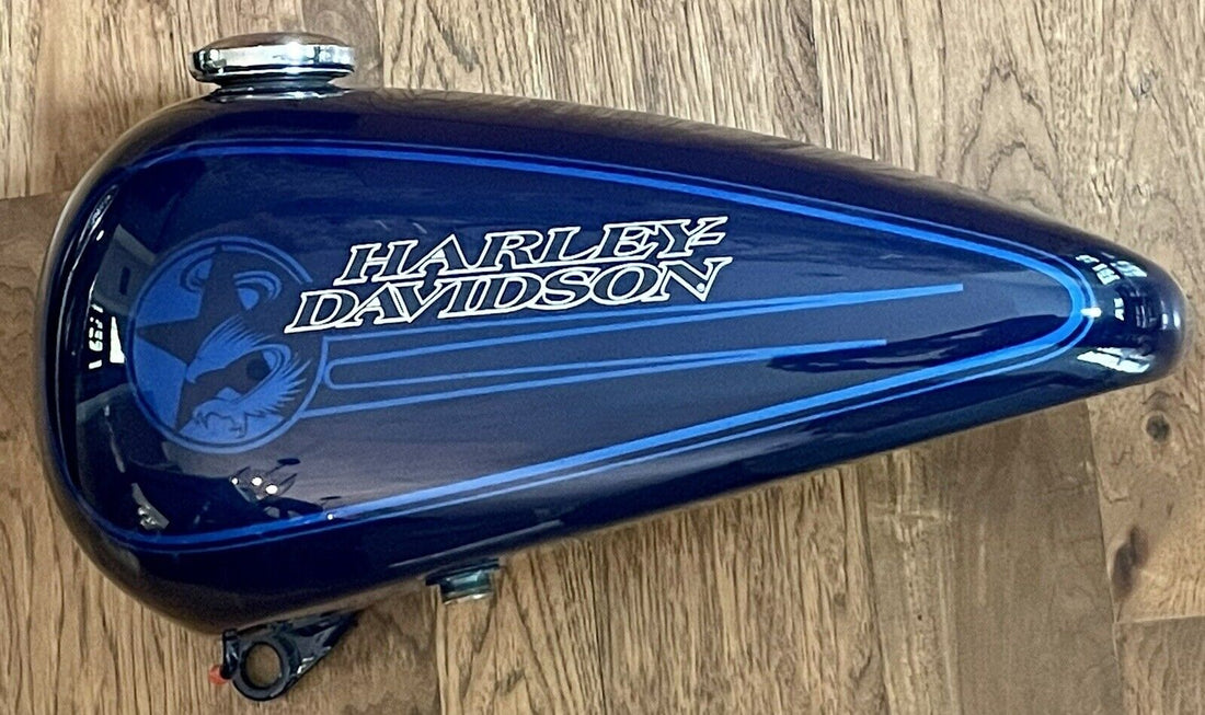 61228-92PG HARLEY 1992 SOFTAIL CUSTOM DARK SAPPHIRE BLUE LEFT GAS TANK  OEM