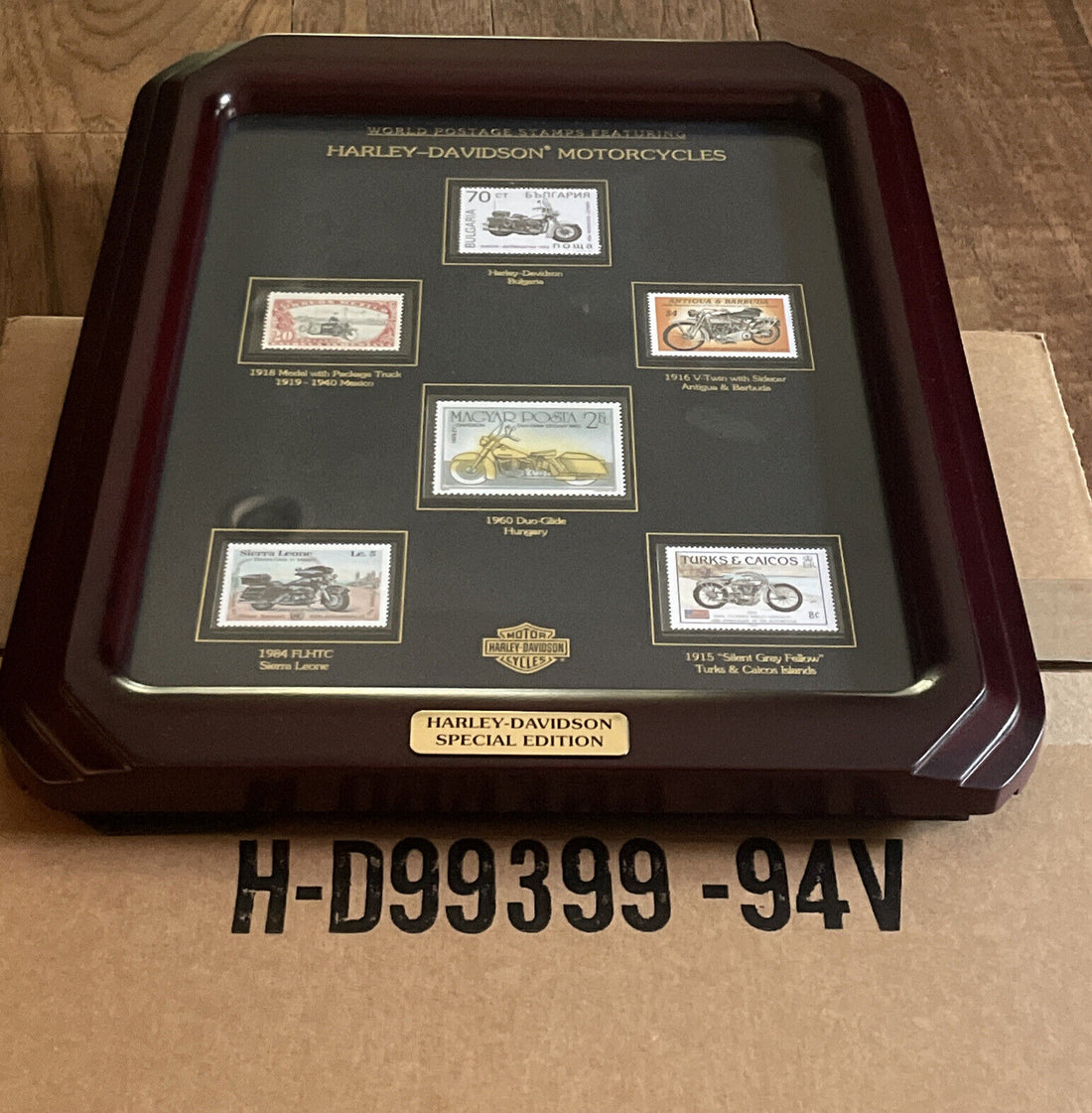 99399-94V HARLEY-DAVIDSON SPECIAL EDITION WORLD POSTAGE STAMPS FRAMED