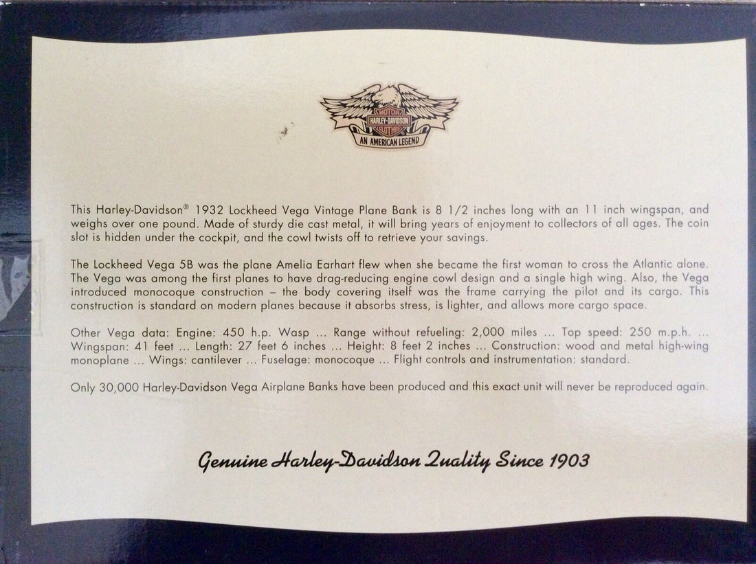 99203-94V HARLEY-DAVIDSON LOCKHEED VEGA 5B BANK