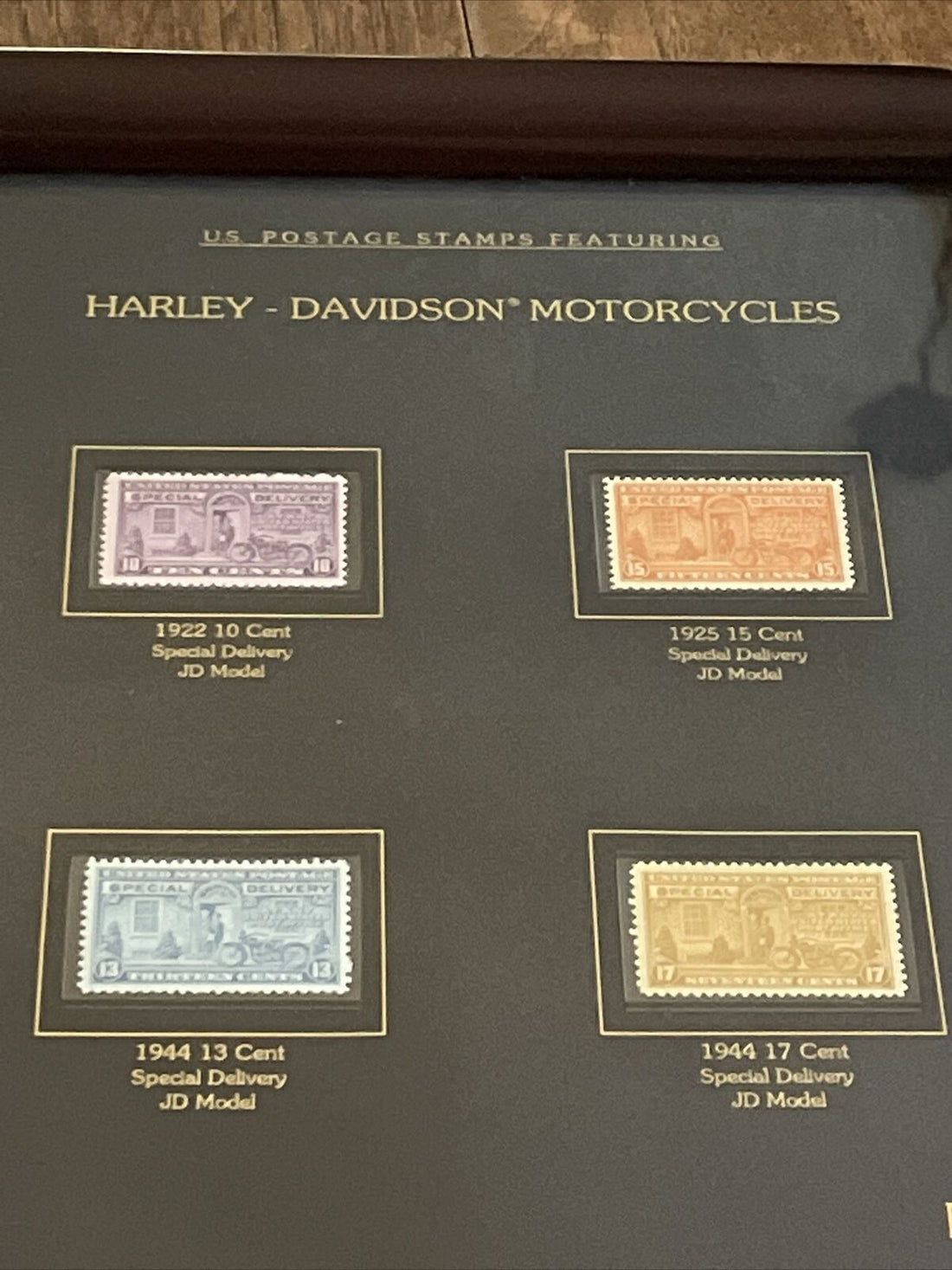 99398-93V HARLEY-DAVIDSON SPECIAL EDITION US POSTAGE STAMPS FRAMED VINTAGE