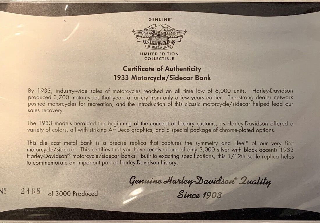99195-95V HARLEY 1933 VL MOTORCYCLE WITH SIDECAR BANK SILVER EDITION WITH STAND