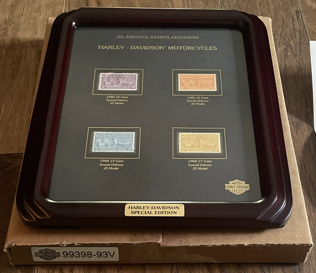 99398-93V HARLEY-DAVIDSON SPECIAL EDITION US POSTAGE STAMPS FRAMED VINTAGE