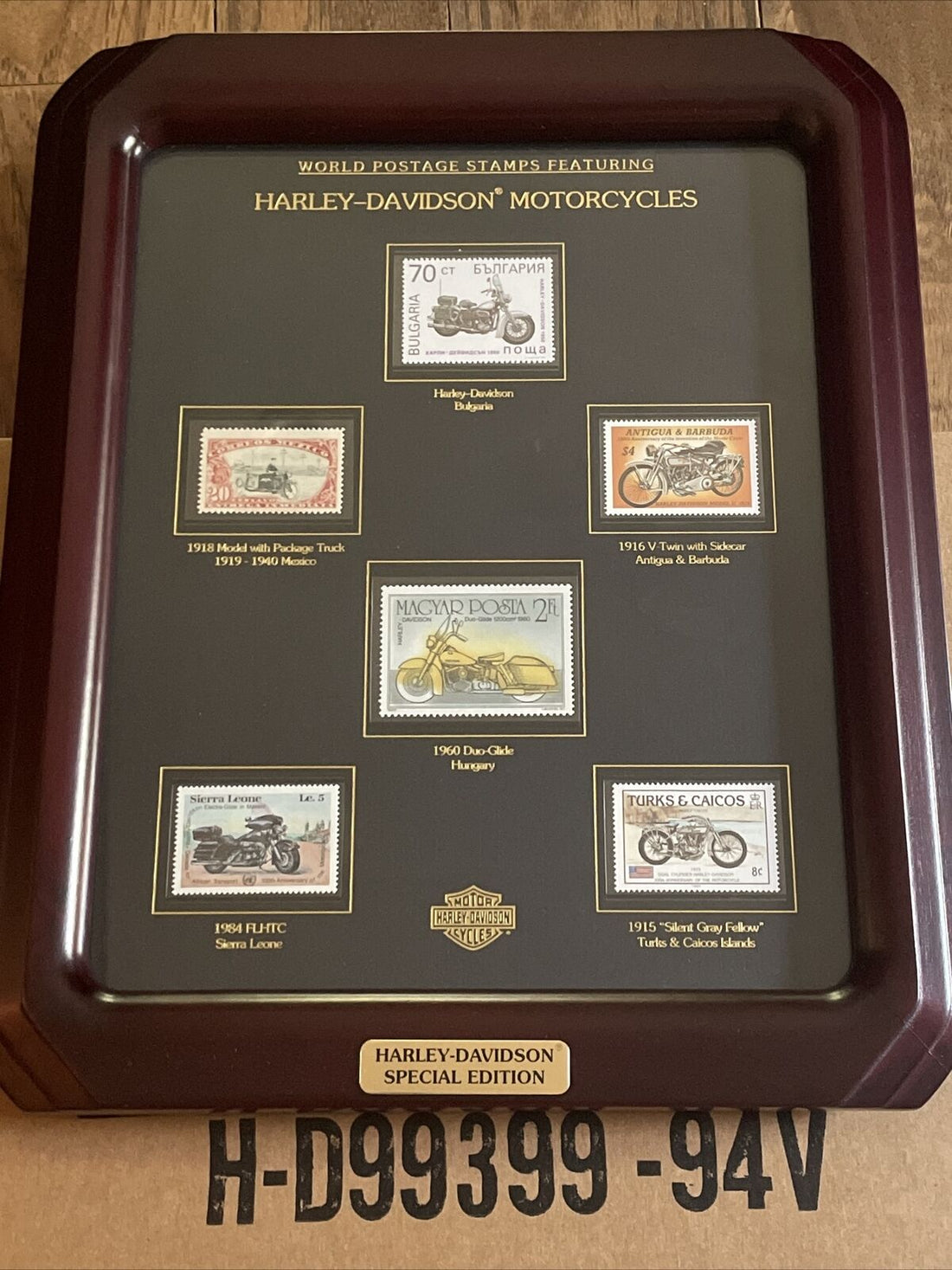 99399-94V HARLEY-DAVIDSON SPECIAL EDITION WORLD POSTAGE STAMPS FRAMED