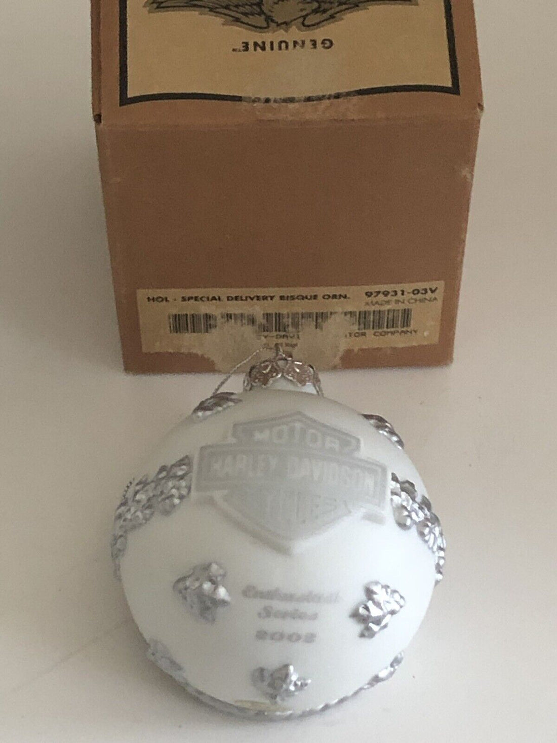 97931-03V HARLEY-DAVIDSON HOLIDAY SPECIAL DELIVERY BISQUE ORNAMENT CHRISTMAS