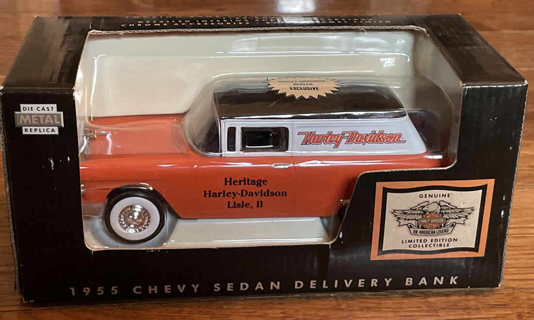 99209-95V 1955 CHEVY SEDAN DELIVERY BANK HERITAGE HARLEY-DAVIDSON DIE CAST