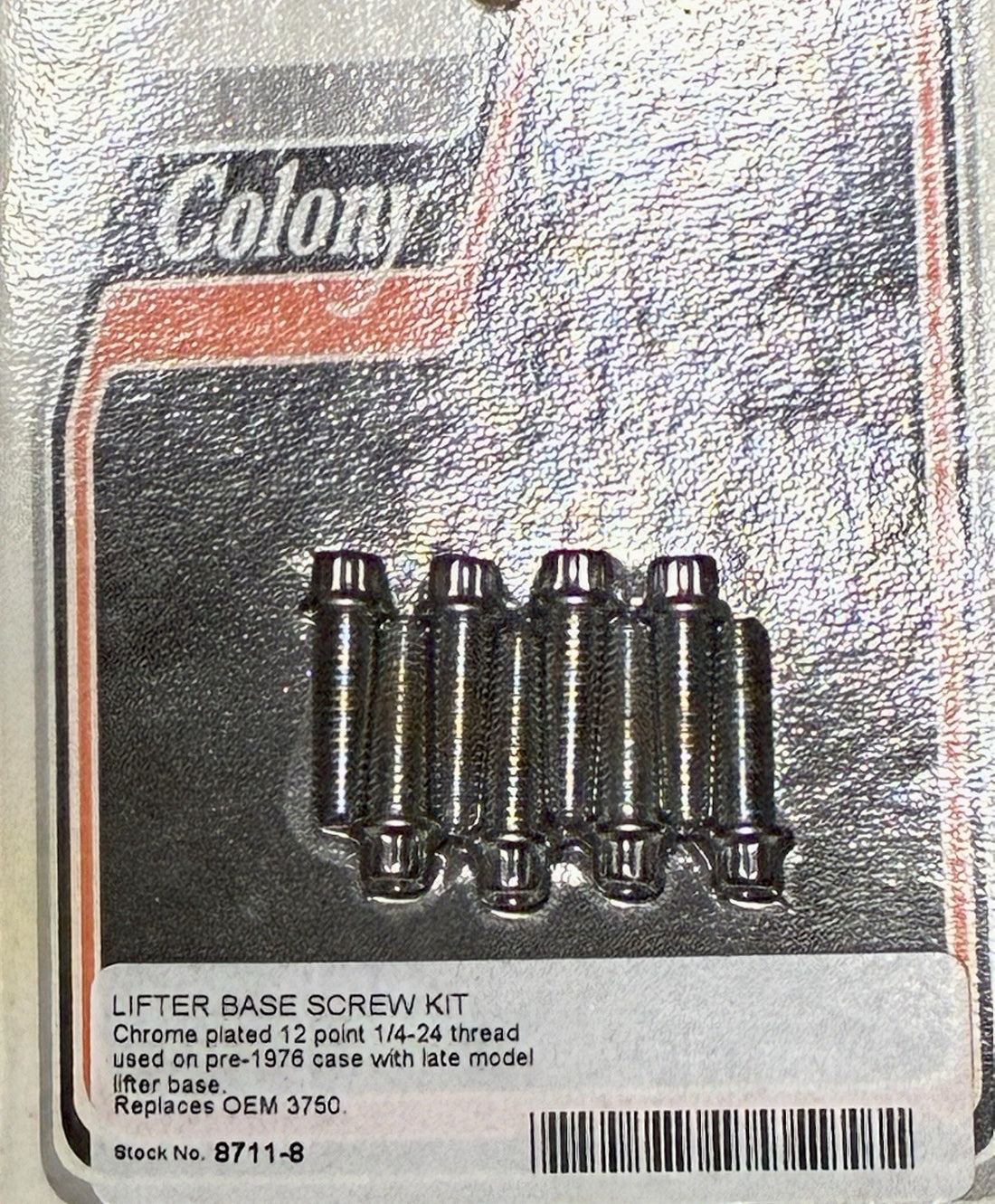
  
  8711-8 COLONY CHROME 12 POINT STYLE LIFTER BASE SCREW KIT REPLACES HARLEY 3750
  
