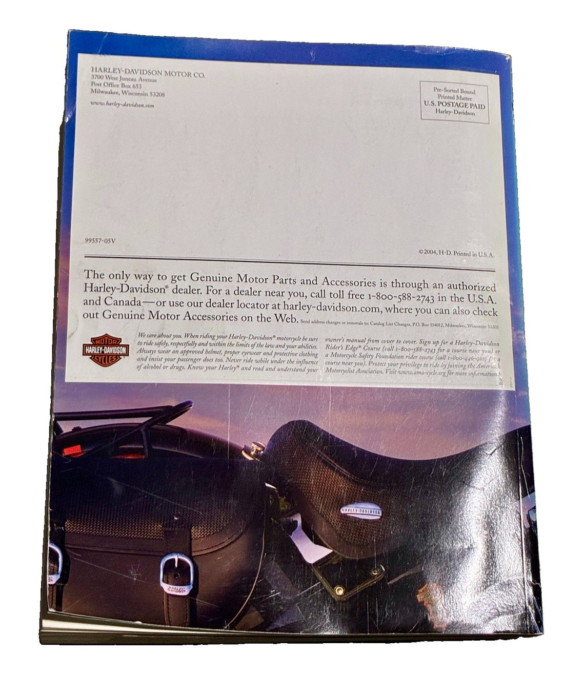 
  
  99557-05V HARLEY-DAVIDSON 2005 GENUINE MOTOR PARTS AND ACCESSORIES CATALOG BOOK
  
