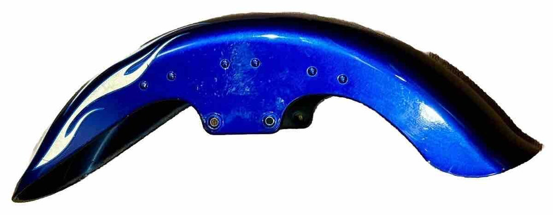 
  
  HARLEY-DAVIDSON 2007-2017 FATBOY FRONT FENDER CUSTOM BLUE W/ SILVER FLAMES OEM
  
