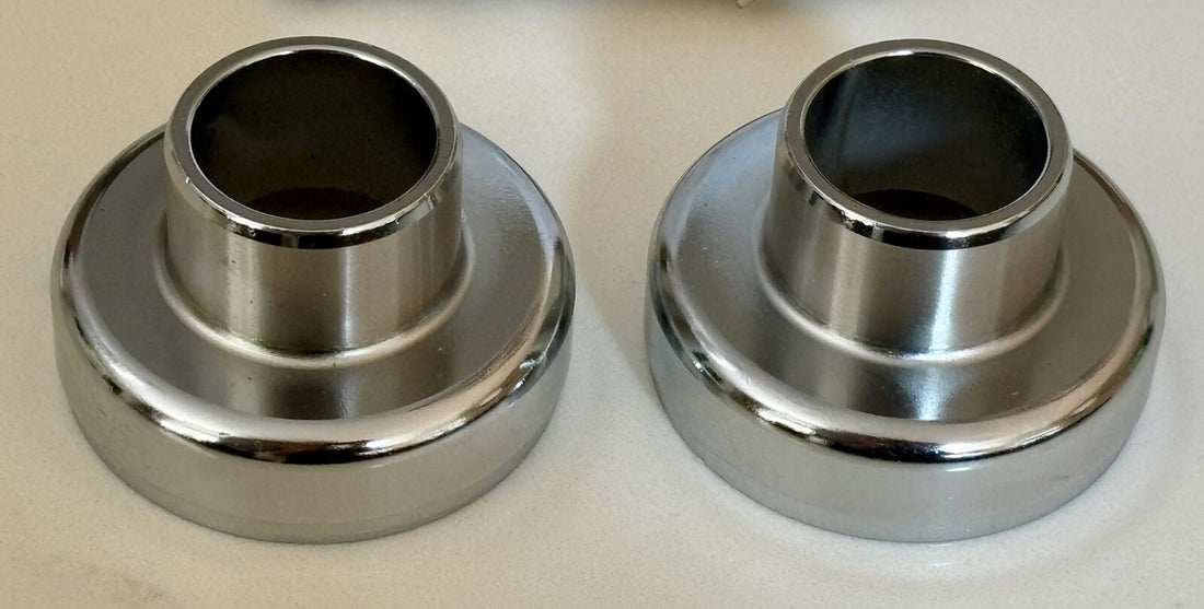 
  
  V-TWIN CHROME FORK NECK CUP SET 1952-1977 XL SPORTSTER HARLEY NOS
  
