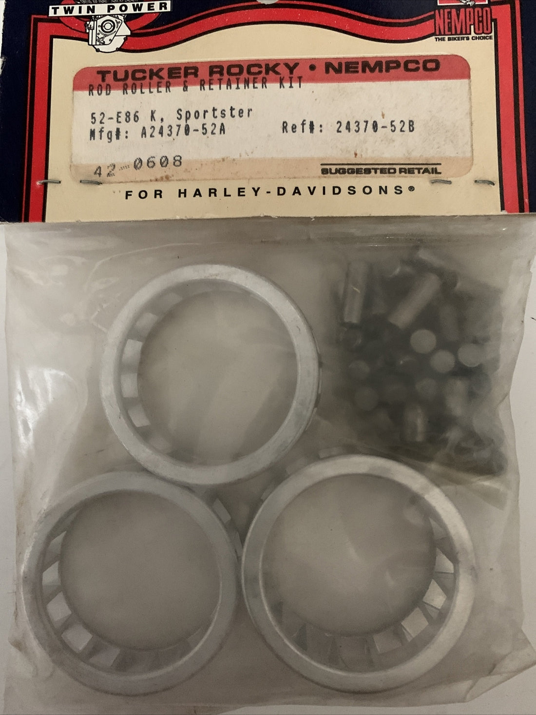 
  
  1952- EARLY 1986   K &  SPORTSTER ROD ROLLER & RETAINER KIT  24370-52B
  

