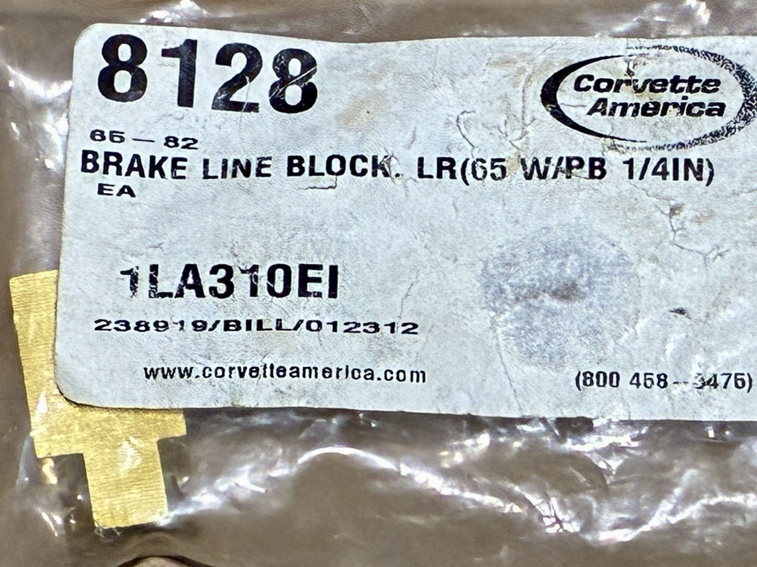
  
  8128 CORVETTE AMERICA 1965-1982 BRAKE LINE BLOCK. LR(65 WAPB 1/4IN) NOS
  

