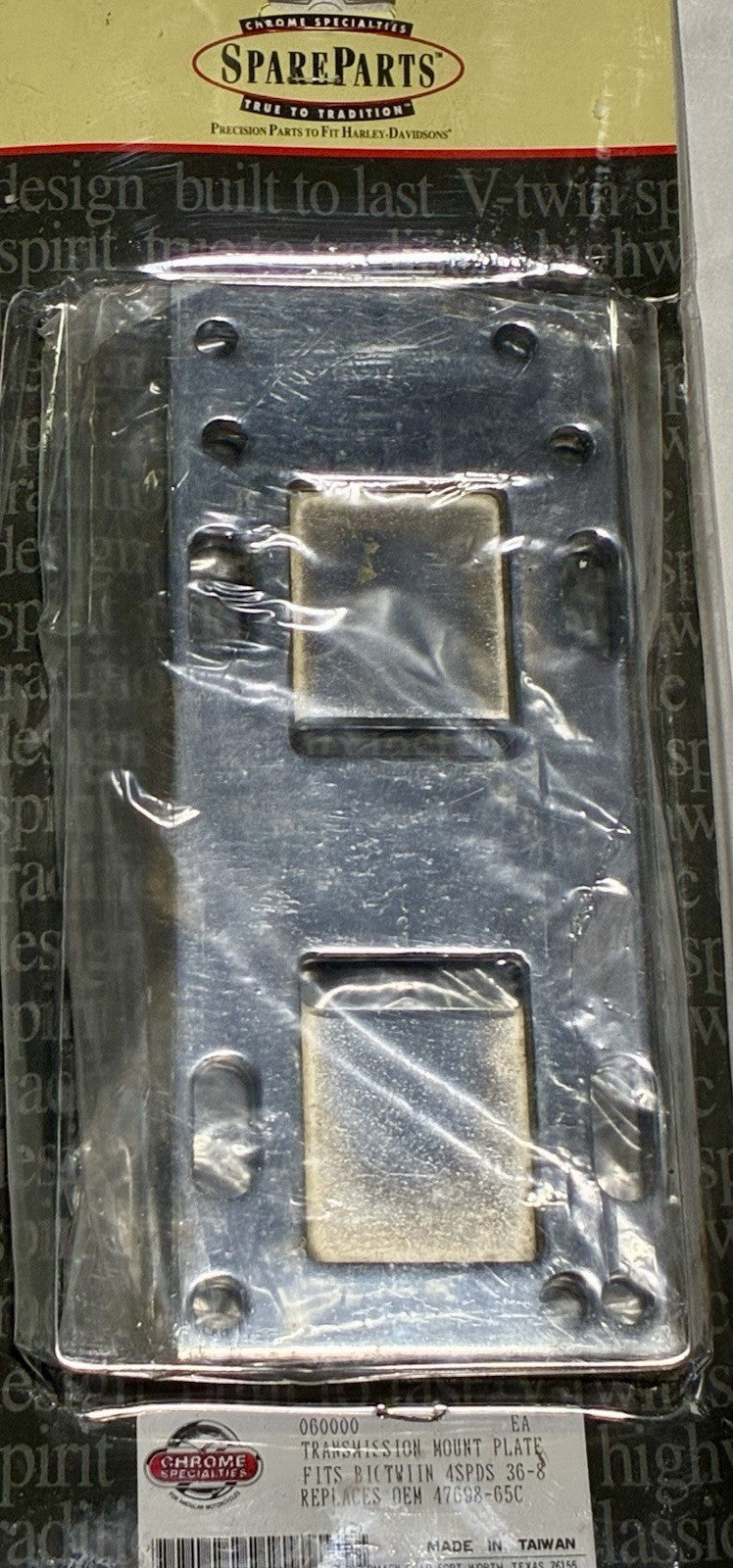 
  
  TRANSMISSION MOUNTING PLATE 1936-1981 4 SPEED BIG TWIN HARLEY 47698-65C NOS
  
