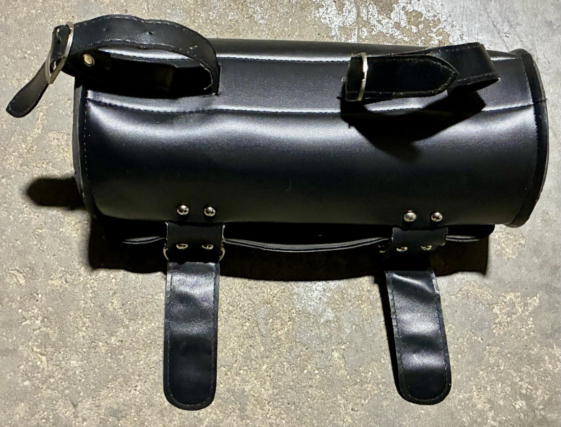
  
  LEATHER MOTORCYCLE HARLEY TOOL FORK BAG WITH STUDS   12x5
  
