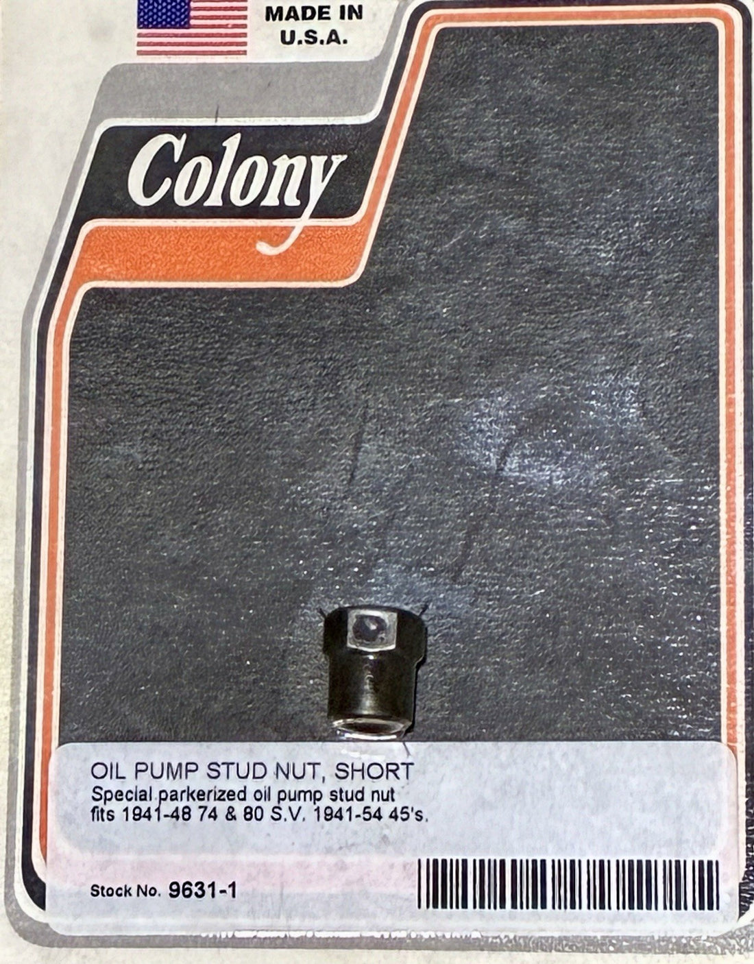 
  
  9631-1 COLONY PARKERIZED OIL PUMP NUT KIT NOS
  
