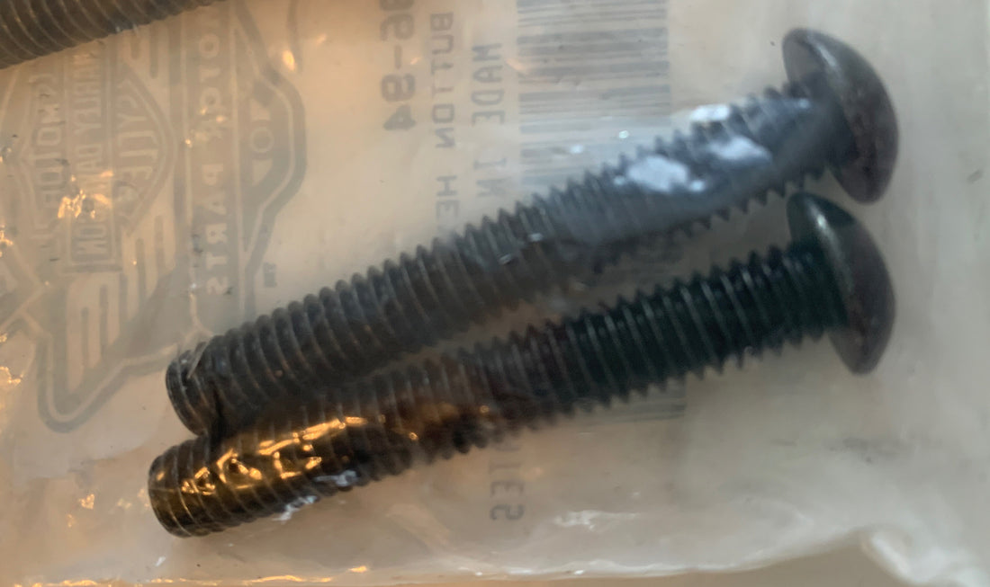 
  
  90596-94 HARLEY-DAVIDSON 2 PACK HEX HEAD BUTTON SCREWS OEM NOS
  
