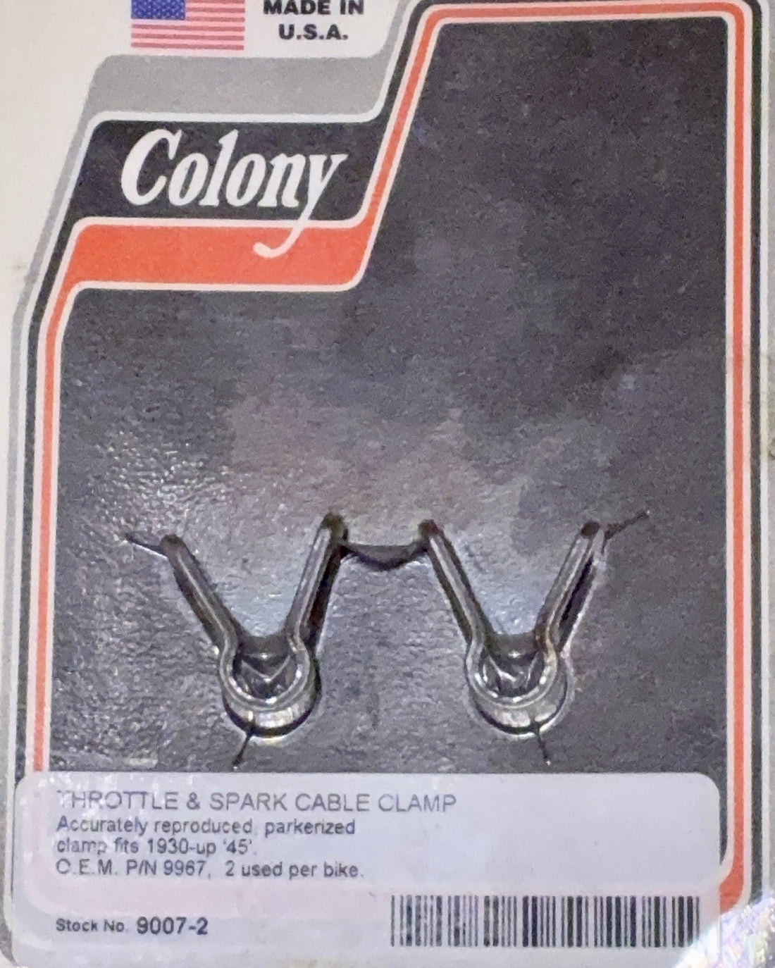 
  
  9007-2 COLONY PARKERIZED THROTTLE & SPARK PLUG CABLE BRACKET NOS
  

