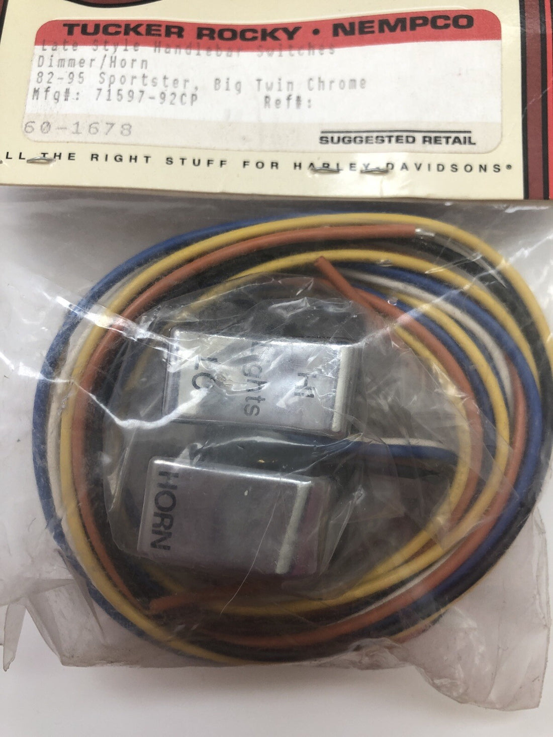 82-95 BIG TWIN & XL LATE STYLE HANDLEBAR SWITCHES  DIMMER/HORN HARLEY 71597-92CP