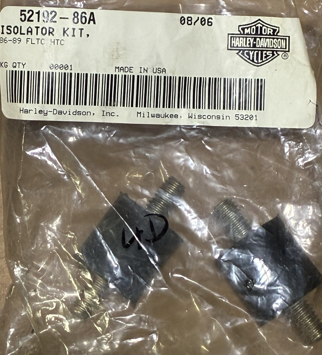
  
  52192-86A HARLEY-DAVIDSON ISOLATOR KIT 1986-1989 FLTC FLHTC OEM NOS
  
