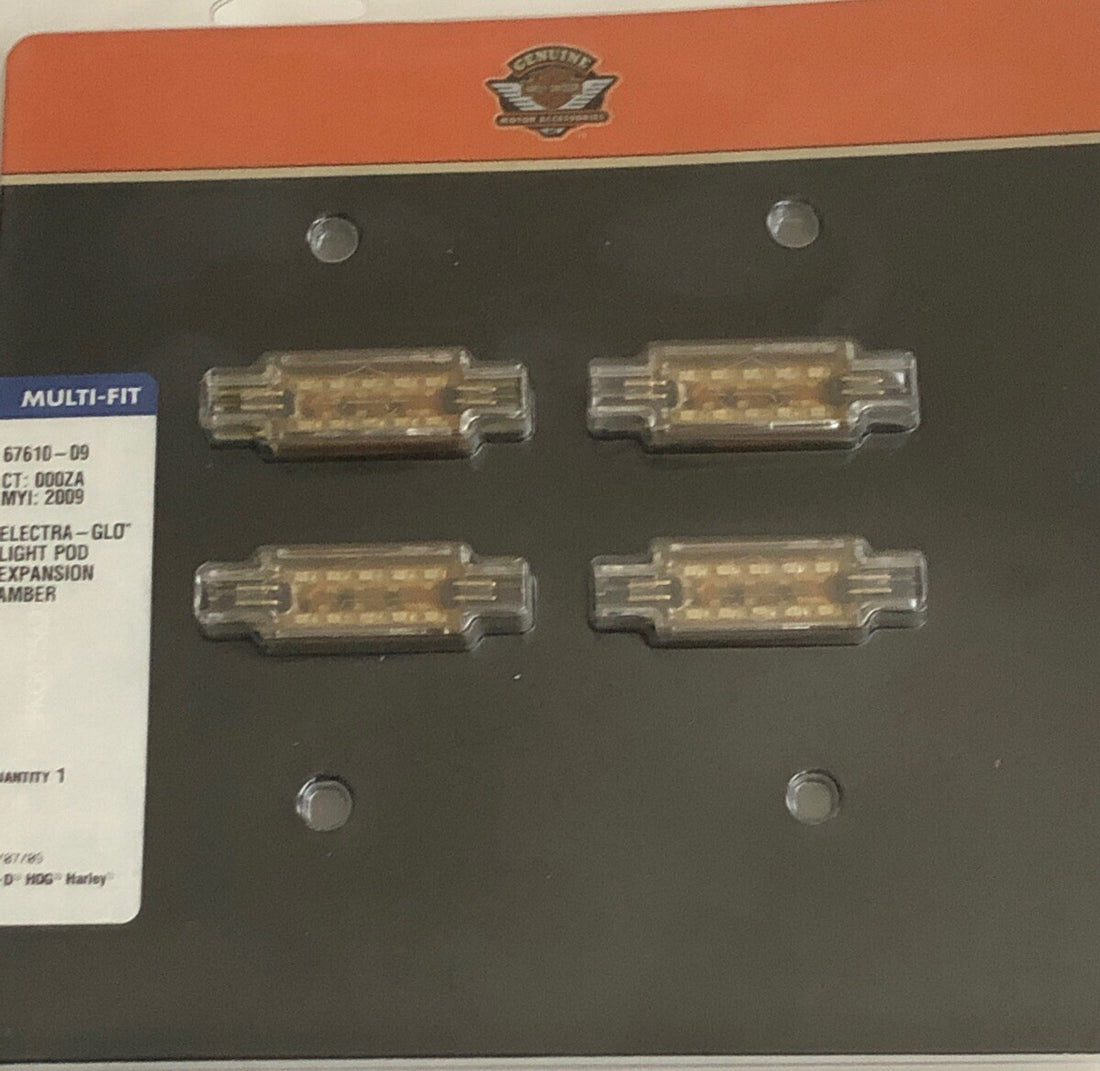 
  
  67610-09 HARLEY-DAVIDSON     ELECTRA-GLO LIGHT POD EXPANSION KIT AMBER OEM NOS
  
