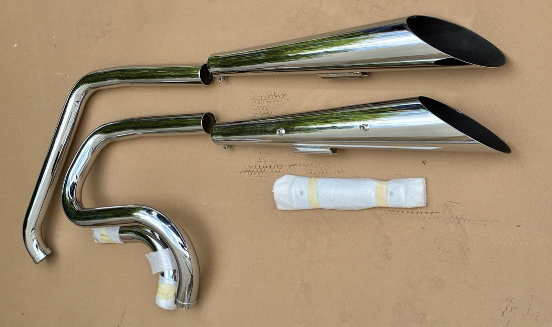 
  
  DS-202102 84-94 HARLEY FXSTS SOFTAIL SPRINGER SLASH CUT DUAL EXHAUST SET  NOS
  
