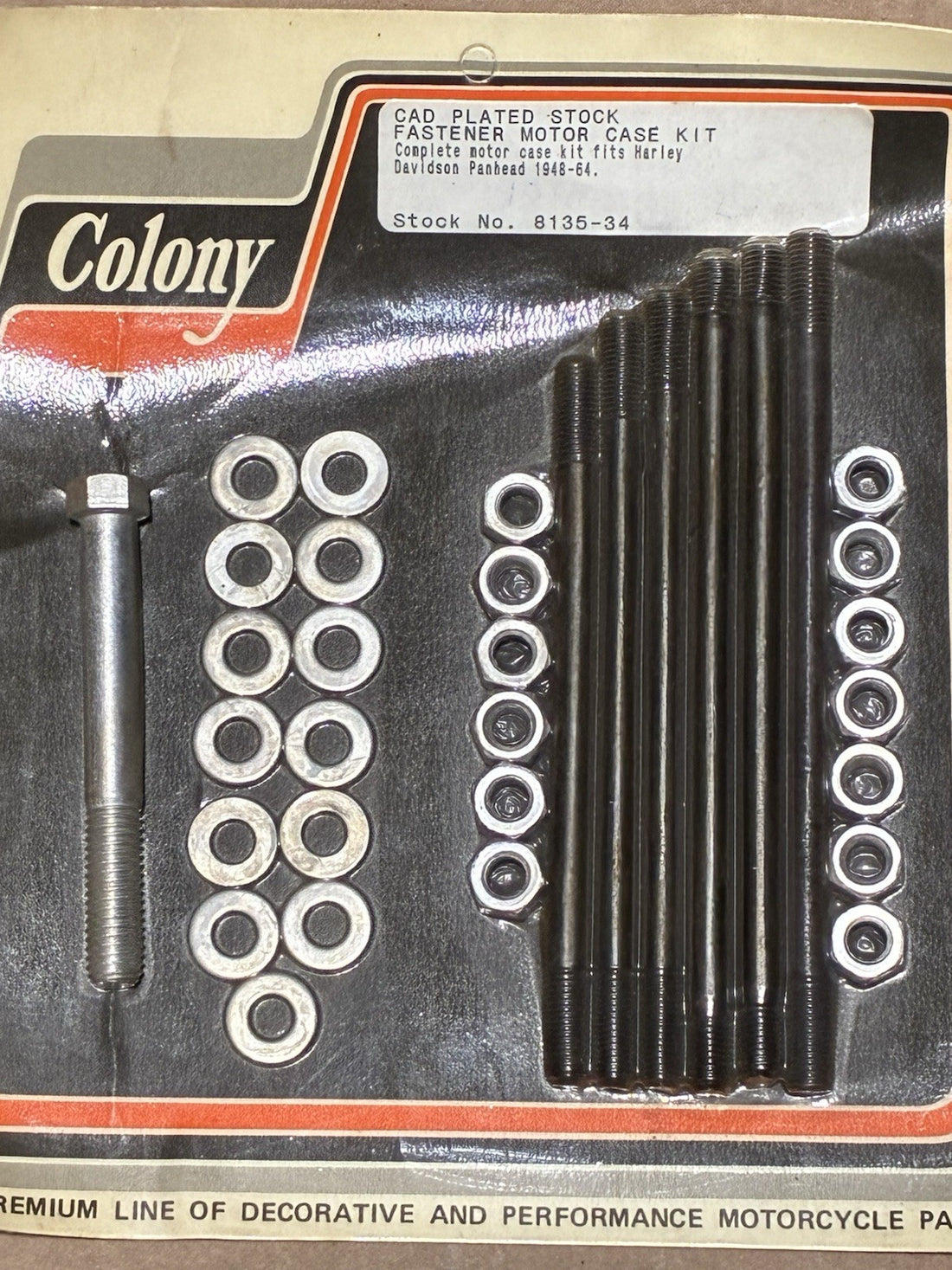 
  
  8135-34 COLONY 1948-1964 PANHEAD CAD STOCK PLATED FASTENER MOTOR CASE KIT NOS
  
