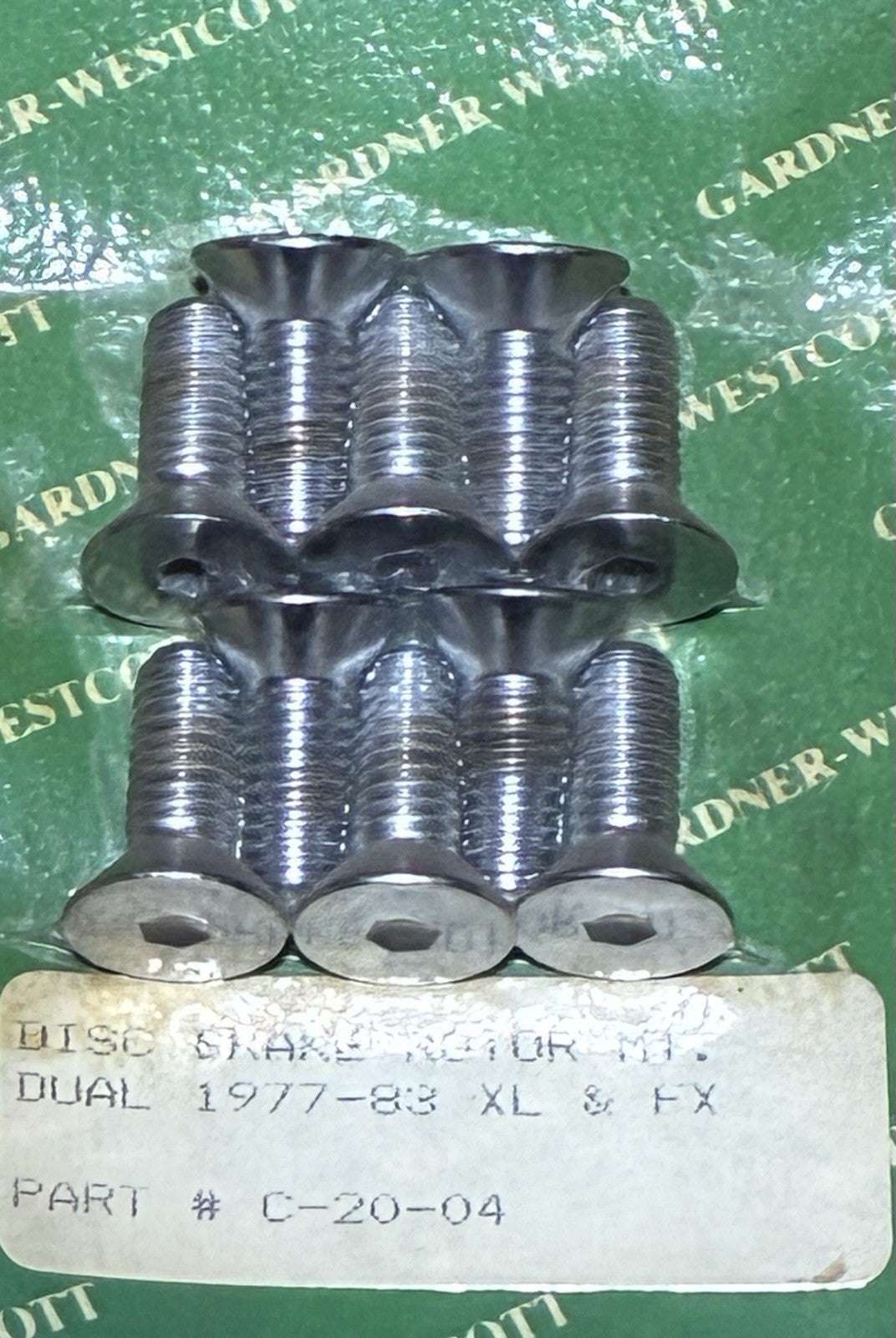 
  
  C-20-04 GARDNER WESTCOTT 1977-1983 XL FX FRONT DISC BRAKE MOTOR TO HUB BOLTS NOS
  
