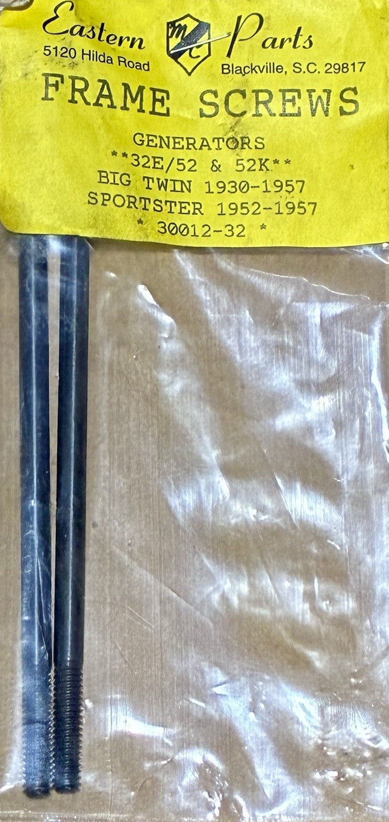 
  
  GENERATOR FRAME SCREWS 30-57 BIG TWIN 52-57 SPORTSTER HARLEY 30012-32 NOS
  
