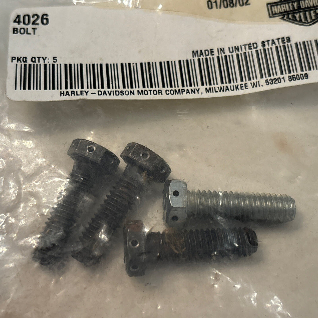 
  
  4026 HARLEY-DAVIDSON 4 PACK SCREWS W/ SAFLEY WIRE HOLES NOS OEM
  
