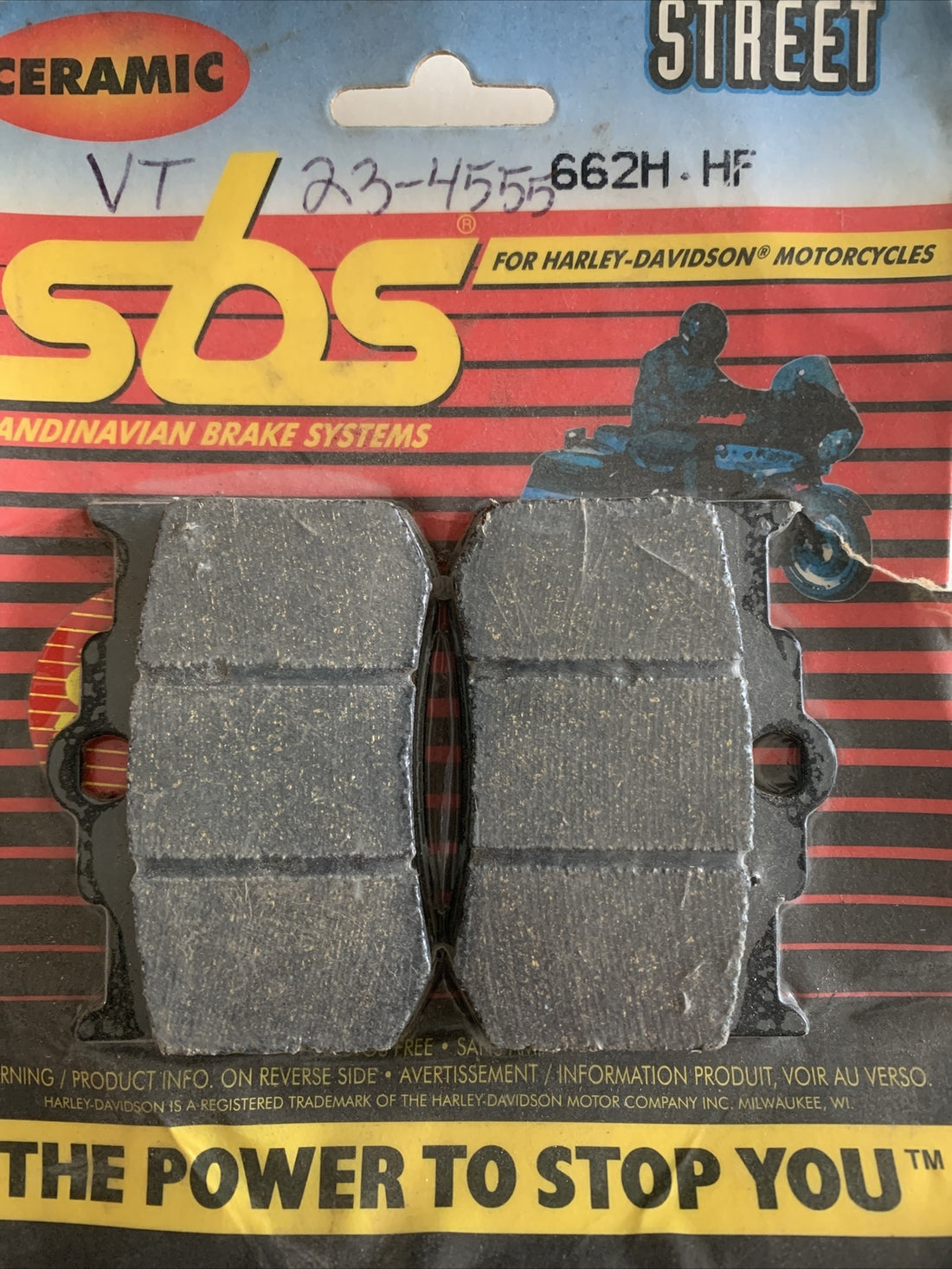 
  
  23-4555 V-TWIN     SBS CERAMIC BRAKE  PAD SET PERF MACHINE FOR HARLEY-DAVIDSON 
  
