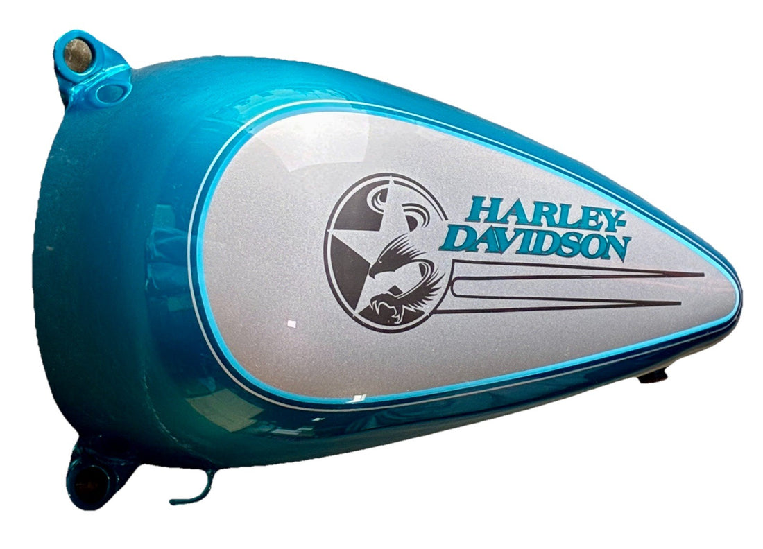 
  
  61618-95ME HARLEY-DAVIDSON SOFTAIL AQUA TEAL SILVER LEFT SIDE GAS TANK OEM
  
