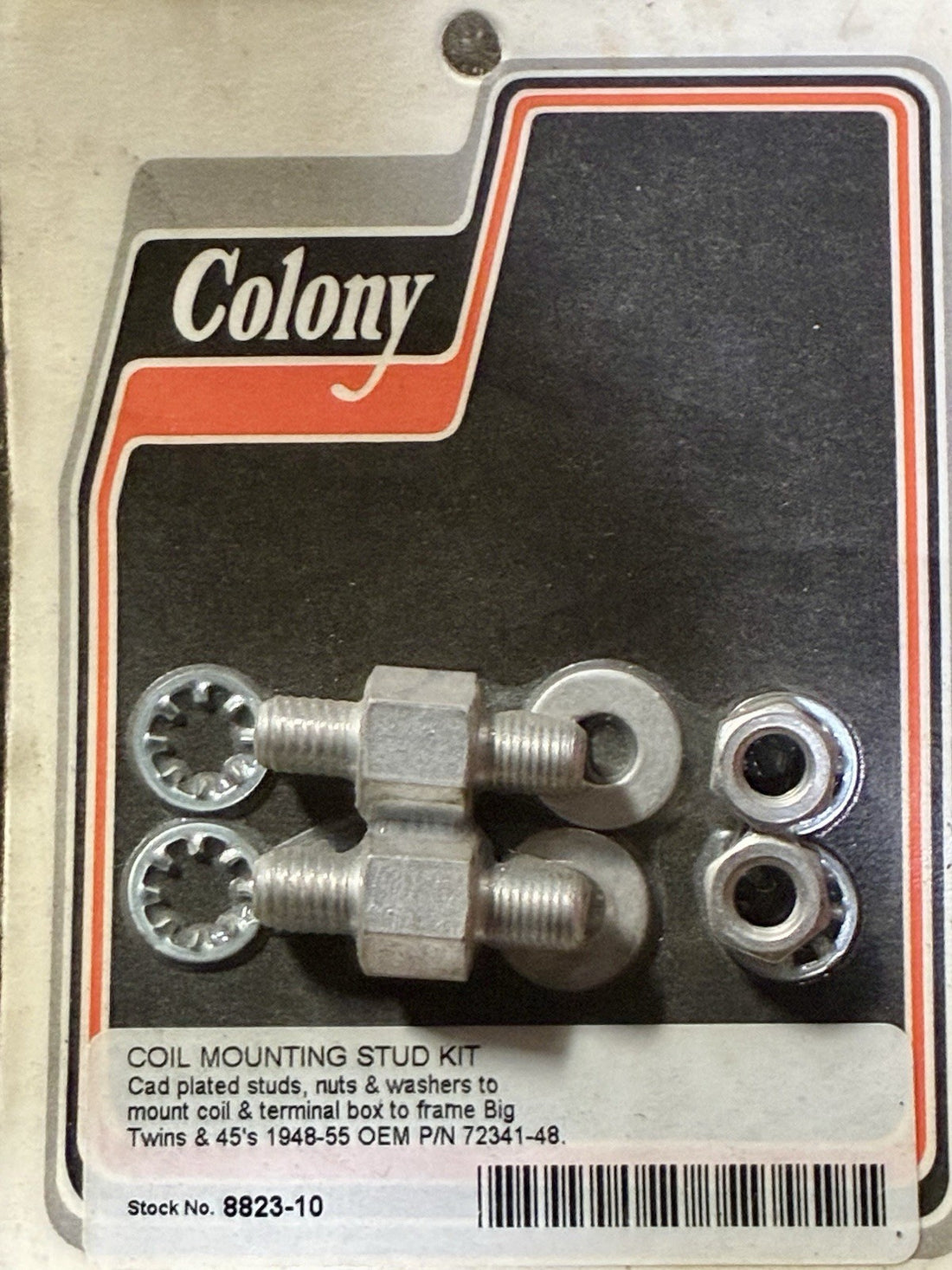 
  
  8823-10 COLONY COIL MOUNTING STUD KIT 1948-1955 BIG TWINS HARLEY 72341-48 NOS
  

