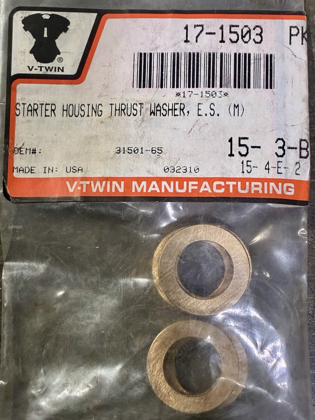
  
  17-1503 V-TWIN STARTER HOUSING SHAFT THRUST WASHER SET 31501-65 HARLEY-DAVIDSON
  
