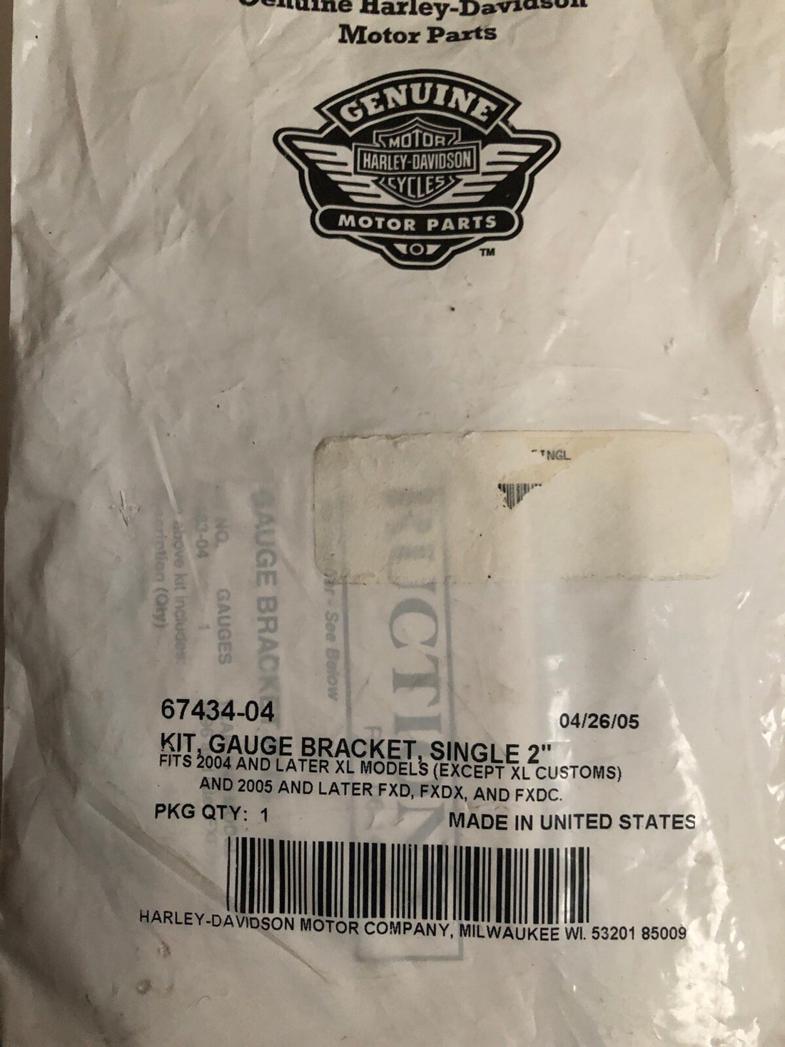 
  
  67434-04 HARLEY 2004-LATER XL SPORTSTER  CHROME SINGLE 2” GAUGE BRACKET KIT NOS
  
