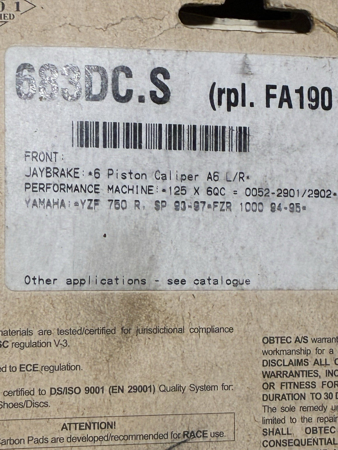 
  
  EBC PERFORMANCE MACHINE YAMAHA TRIUMPH BRAKE PADS NOS
  
