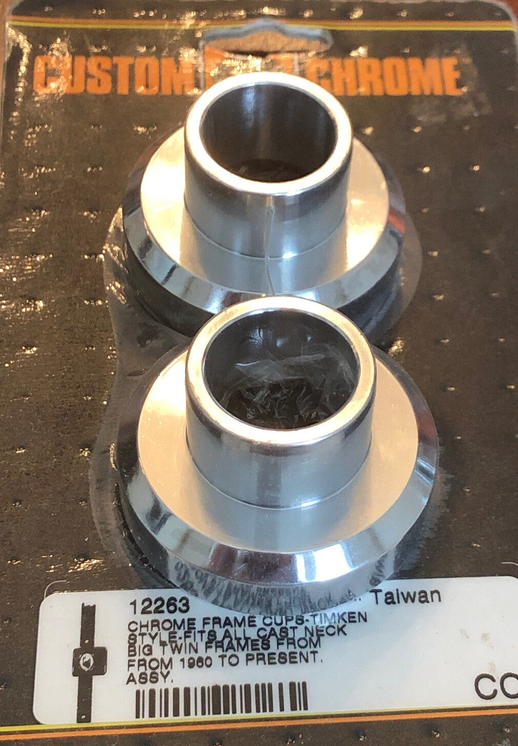 12263 CUSTOM CHROME FRAME CUPS TIMKEN STYLE 1949-PRESENT CAST NECK BIG  TWINS