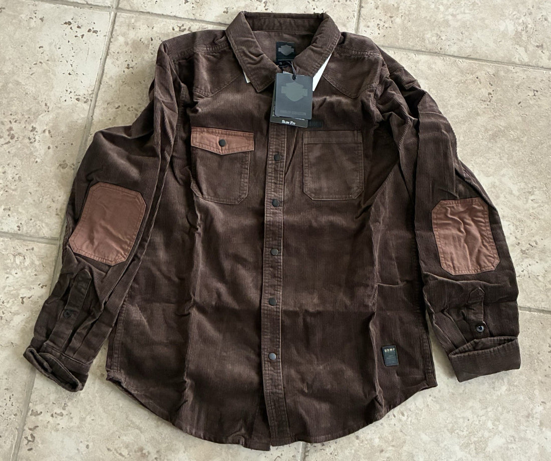 
  
  96592-17VM HARLEY-DAVIDSON MENS BROWN CORDUROY BUTTON UP LONG SLEEVE SHIRT NEW
  
