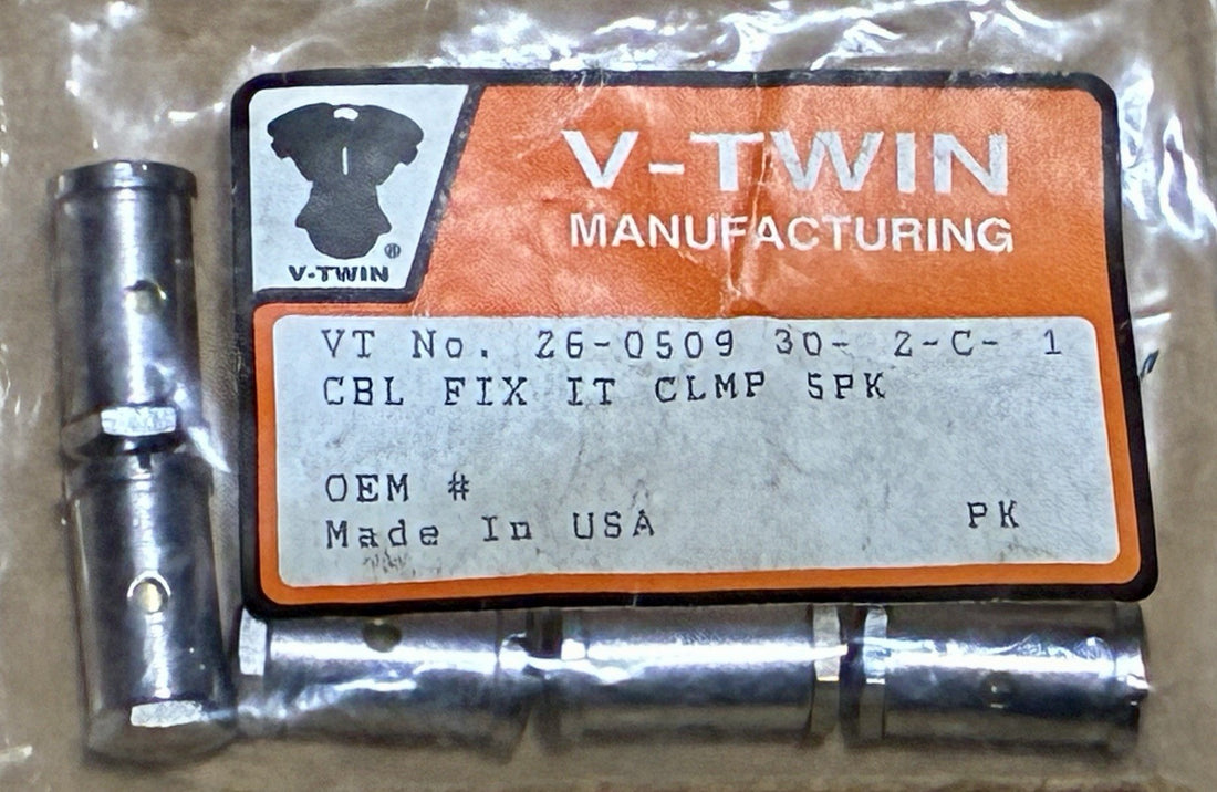 
  
  26-0509 V-TWIN CABLE PIVOT CLAMP 5 PACK FOR HARLEY-DAVIDSON NOS
  
