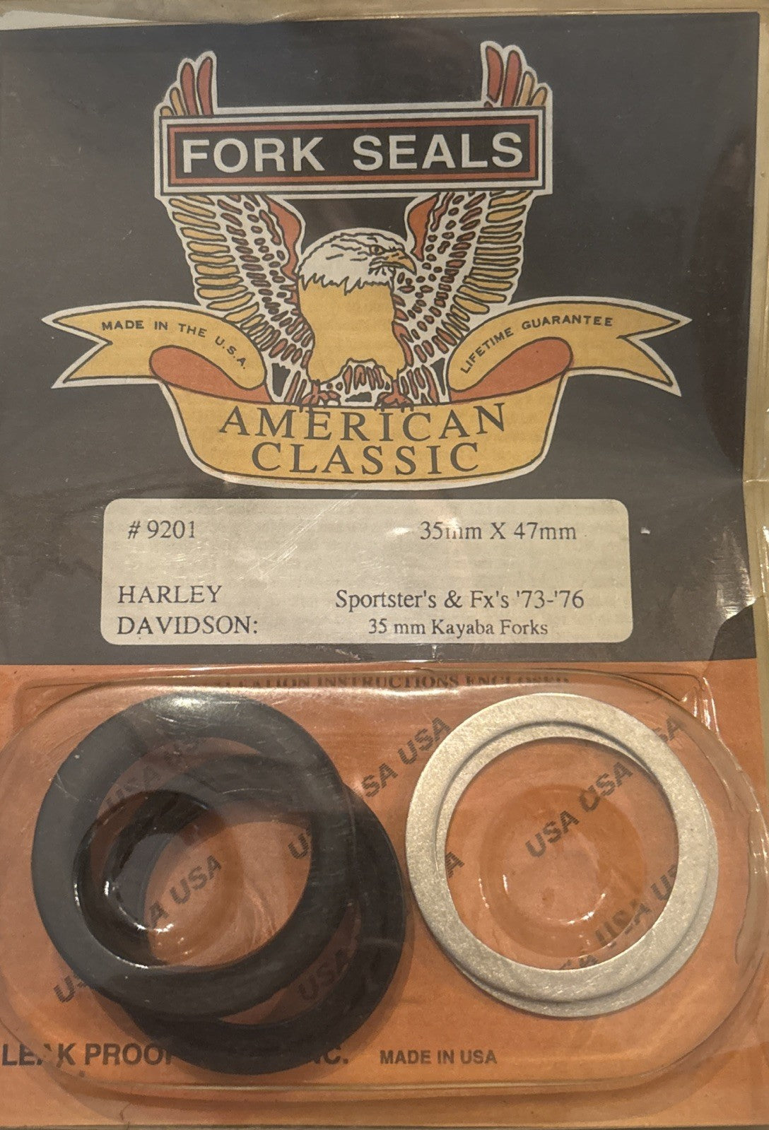 14-0250 73-76 XL FX XLCH LEAK PROOF FORK SEAL SET 35MM KAYABA X 47MM NOS