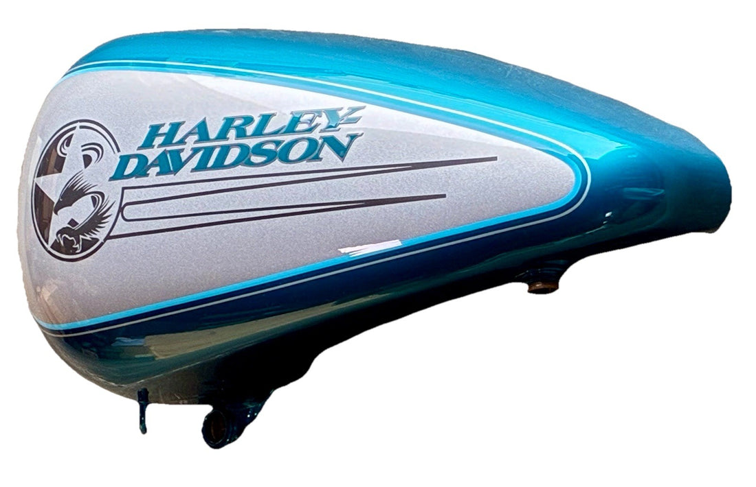 
  
  61618-95ME HARLEY-DAVIDSON SOFTAIL AQUA TEAL SILVER LEFT SIDE GAS TANK OEM
  
