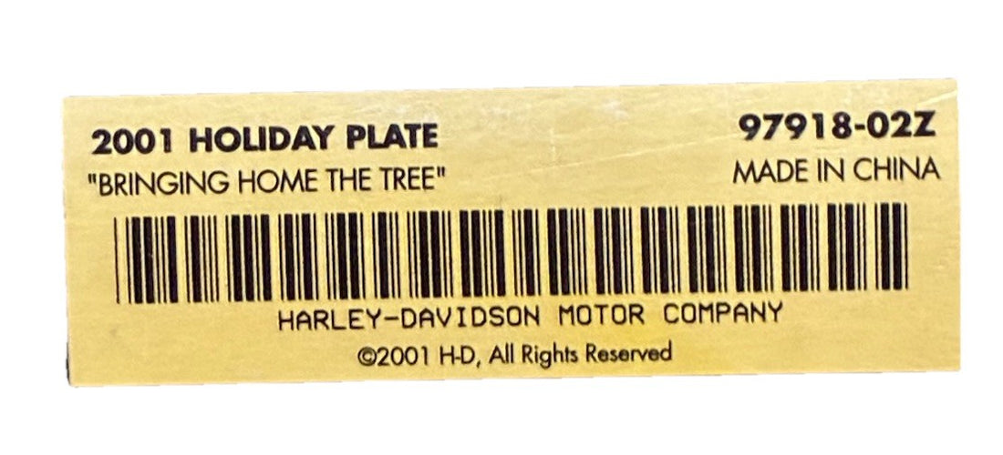 
  
  97918-02Z HARLEY-DAVIDSON BRINGING HOME THE TREE 2001 COLLECTOR HOLIDAY PLATE
  
