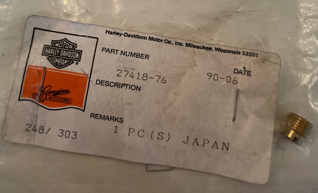 
  
  27418-76 HARLEY-DAVIDSON MAIN JET NOS OEM
  
