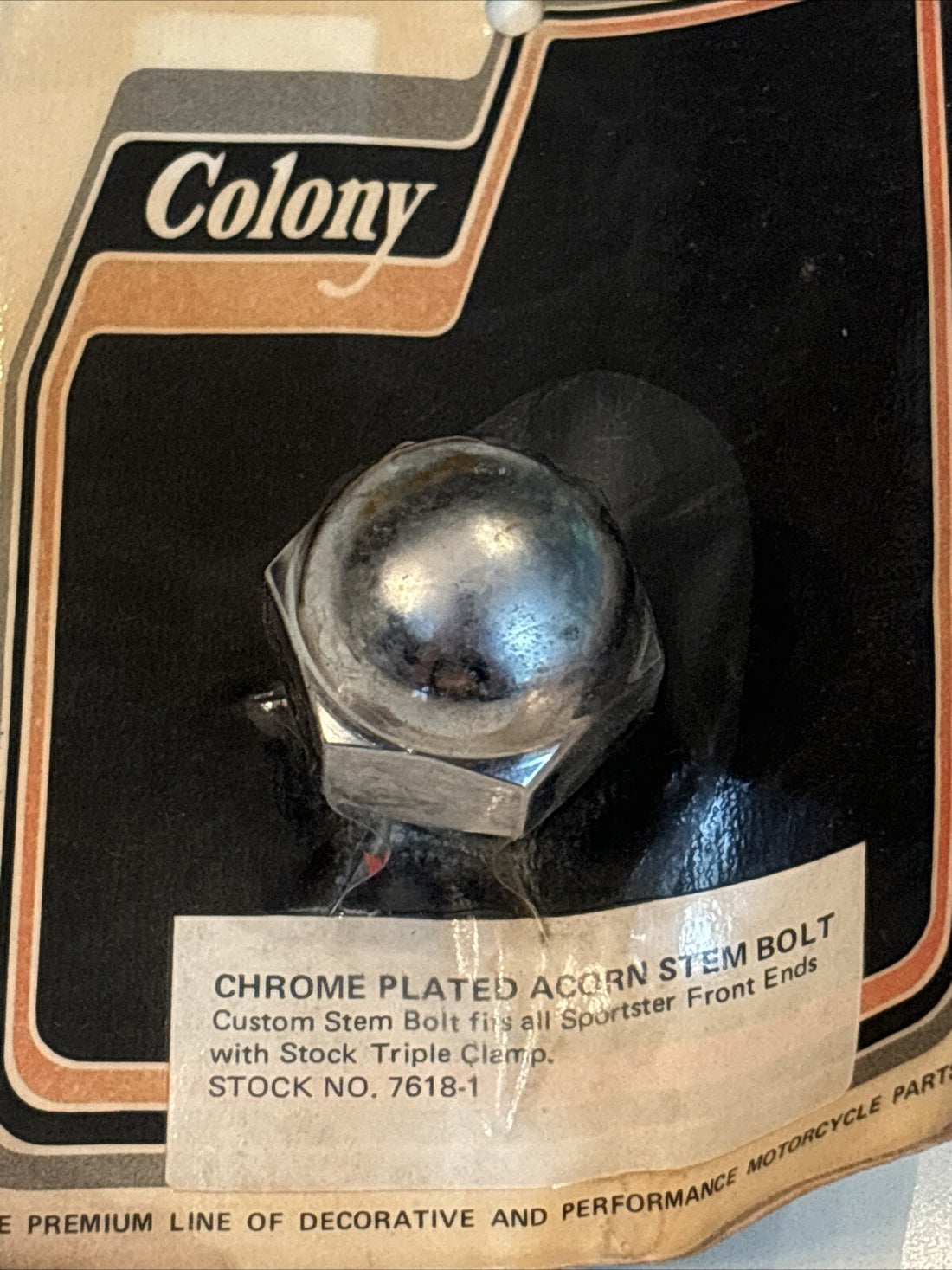 7618-1 COLONY CUSTOM STEM BOLT CHROME PLATED 1957-1978 SPORTSTER HARLEY NOS