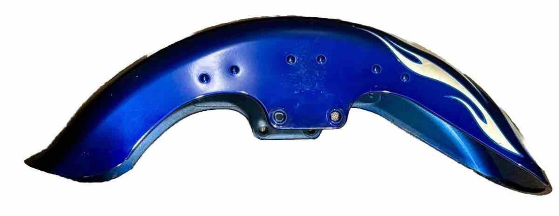 
  
  HARLEY-DAVIDSON 2007-2017 FATBOY FRONT FENDER CUSTOM BLUE W/ SILVER FLAMES OEM
  
