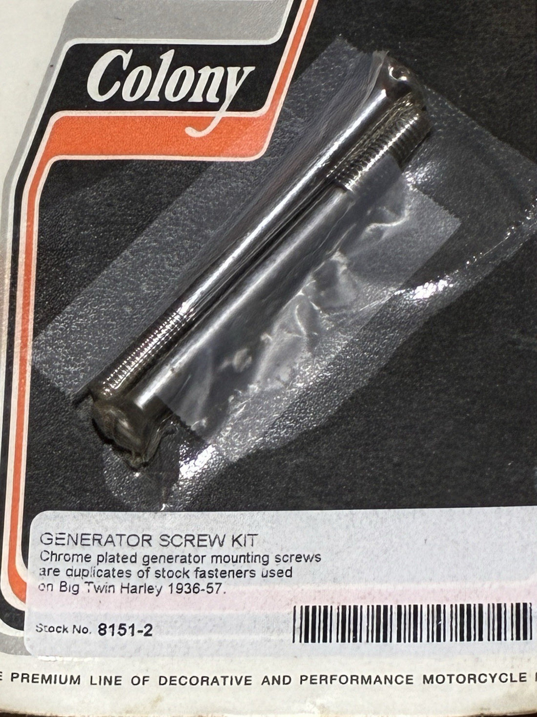 
  
  8151-2 COLONY 1936-1957 BIG TWIN GENERATOR SCREW KIT HARLEY 30011-36 NOS
  
