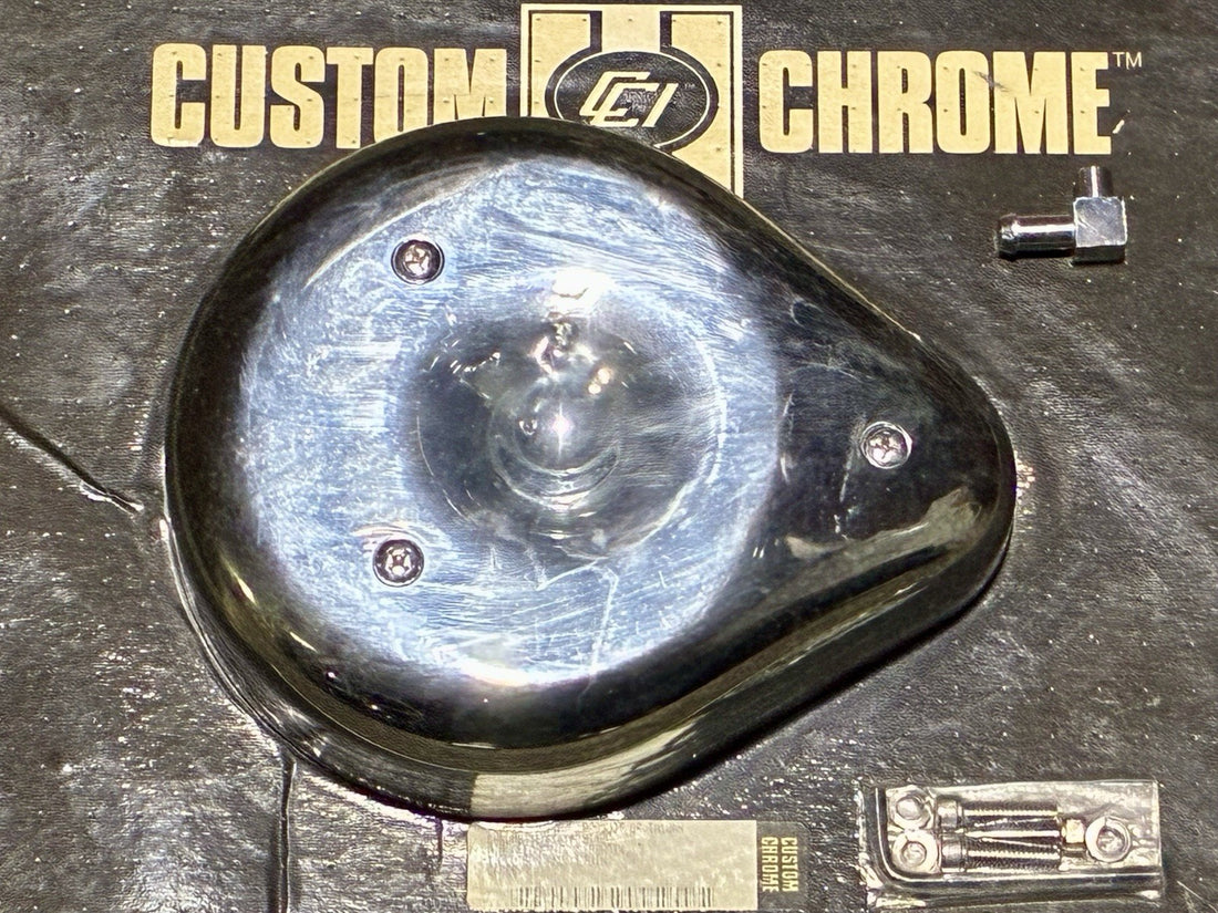 
  
  12-020 CHROME TEARDROP AIR CLEANER COVER BENDIX TILLOTSON KEIHIN CARBS NOS NEW
  
