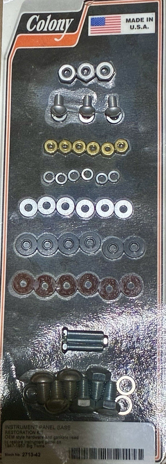 
  
  2713-42 COLONY INSTRUMENT PANEL BASE RESTORATION KIT  1947-1957 BIG TWIN NOS
  
