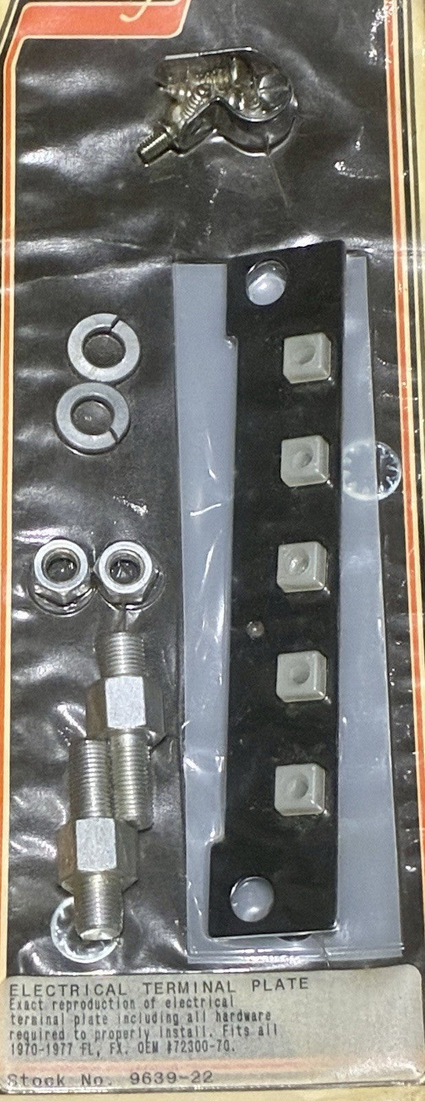 
  
  9639-22 ELECTRICAL TERMINAL PLATE 1970-77 FL FX 72300-70 HARLEY-DAVIDSON NOS
  
