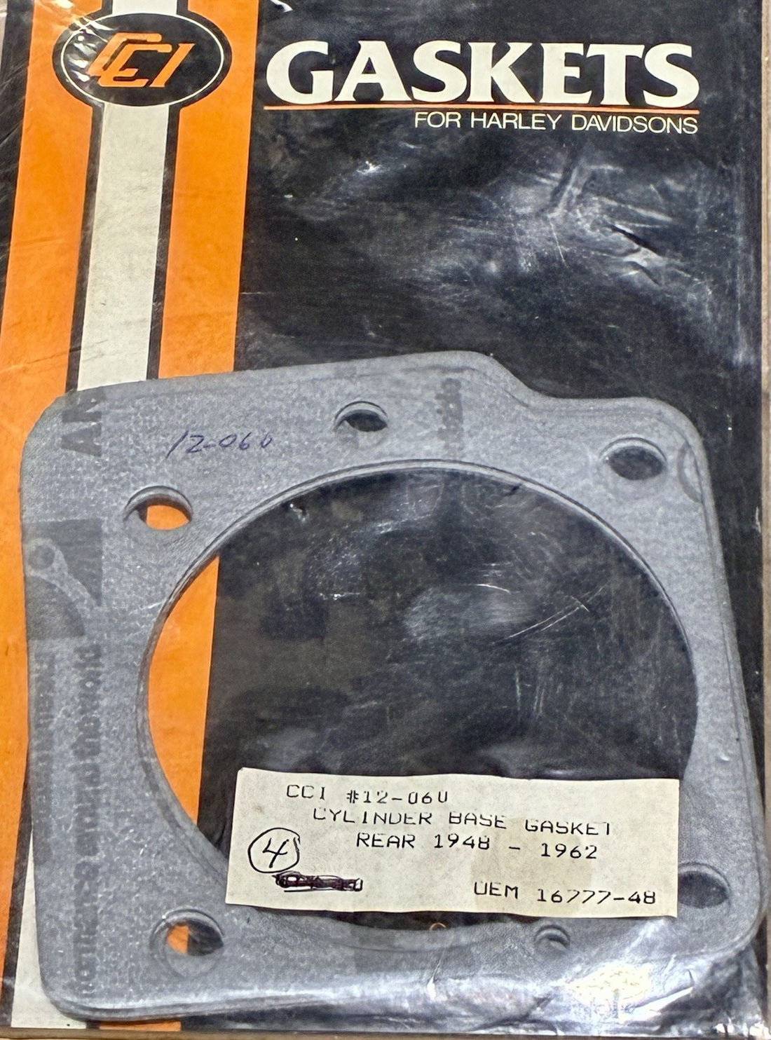 
  
  12-060 CUSTOM CHROME REAR CYLINDER BASE GASKET 1948-1962 PANHEAD HARLEY 16777-48
  
