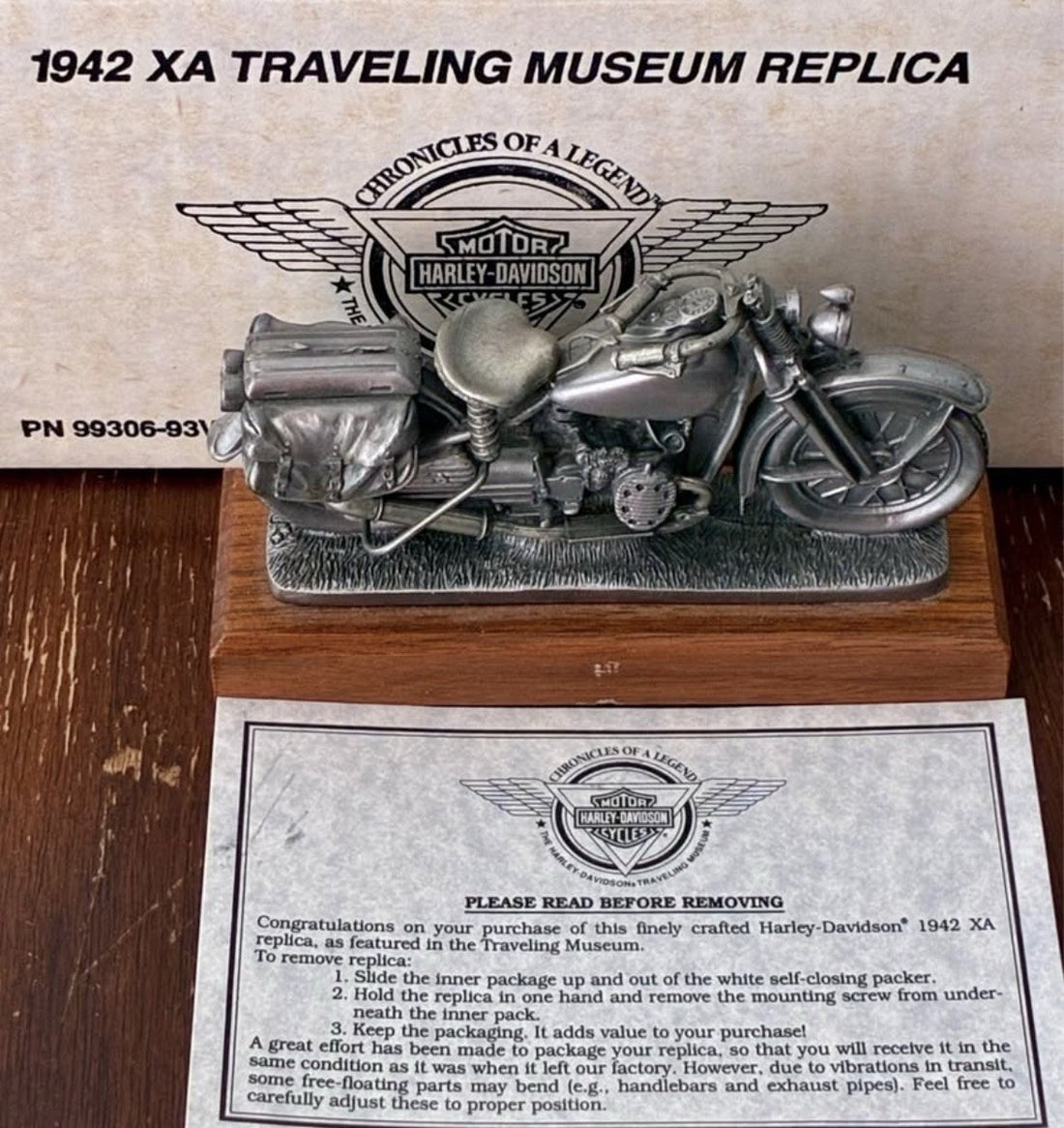 
  
  99306-93VT HARLEY-DAVIDSON 1942 XA TRAVELING MUSEUM PEWTER REPLICA NEW
  
