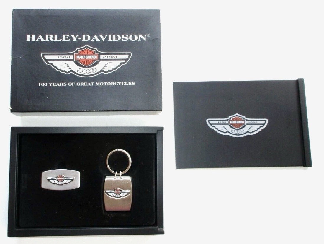 
  
  97663-03V HARLEY-DAVIDSON 100TH ANNIVERSARY MONEY CLIP & KEY FOB GIFT NEW
  
